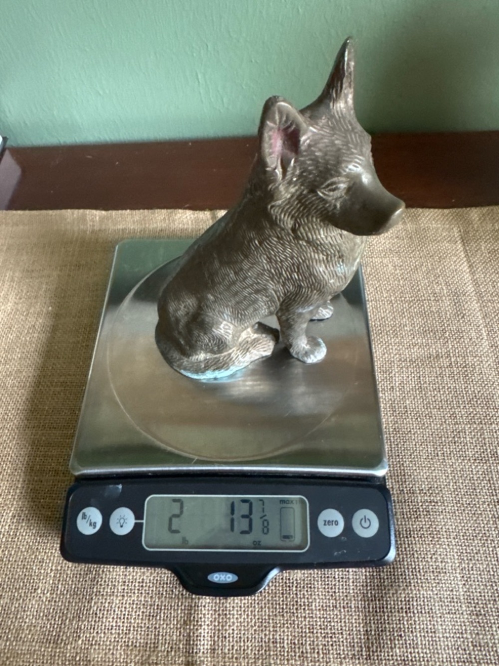 Vintage German Shepherd Dog Figurine Heavy Cast Metal Bronze Finish 7” Decor - Picture 5 of 9